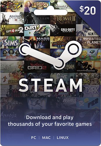 STEAM $20 eGIFT CARD (email delivery) 50% OFF